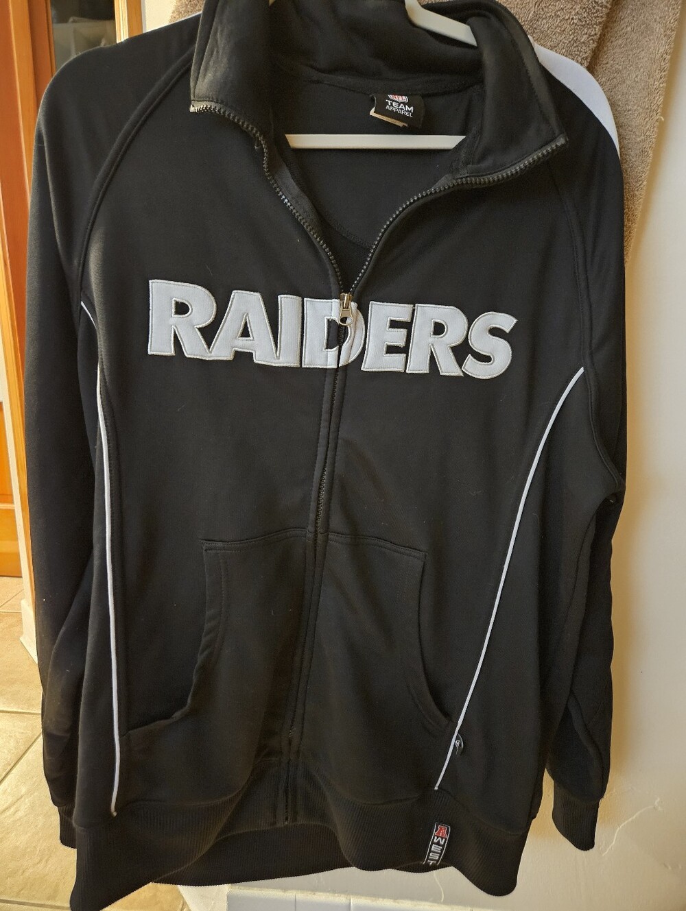 NFL Raiders Black Jacket with White Trim Size Large